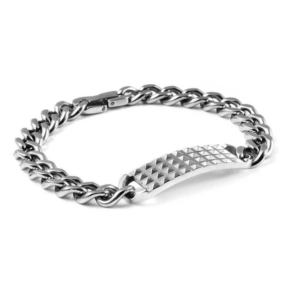 Texture Stainless Steel Bracelet 8 in